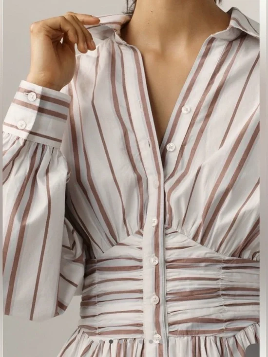 Anthropologie Long-Sleeve Collared A Line Mini Dress - Picture 3 of 10